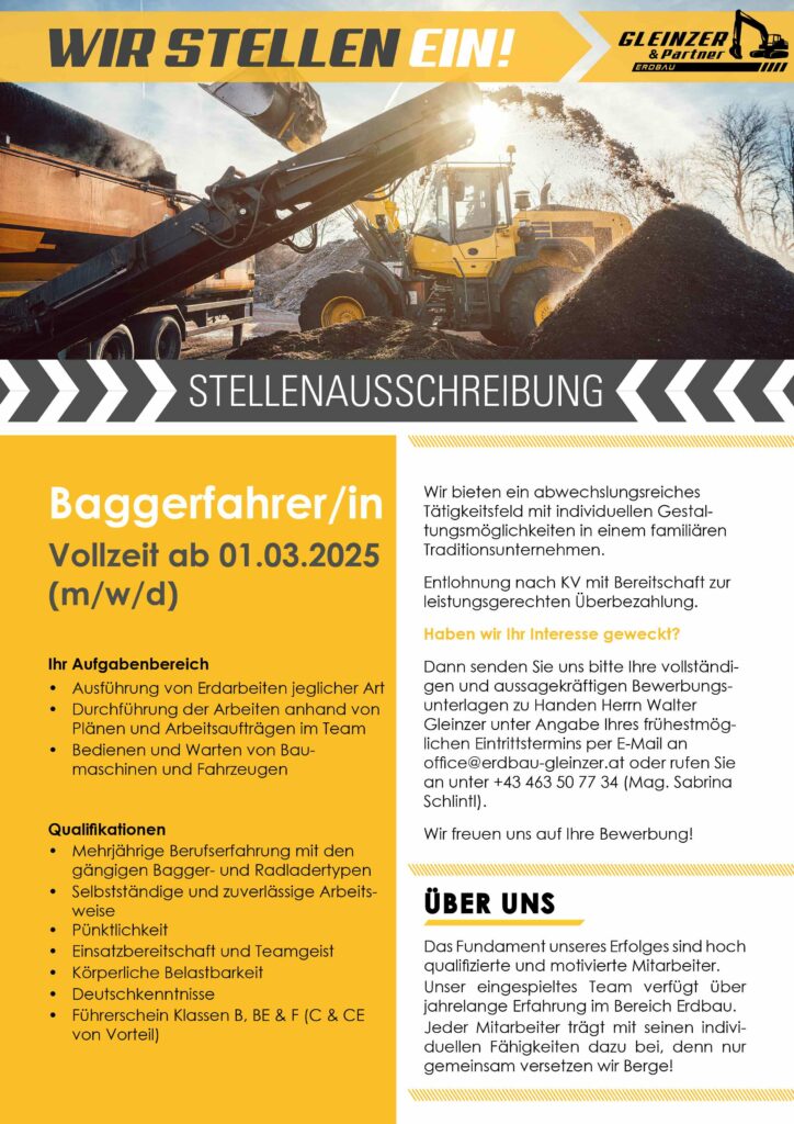 Karriere Gleinzer Partner Erdbau
